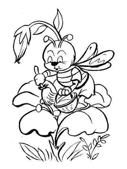 bee coloring page for kids, Cute bee png