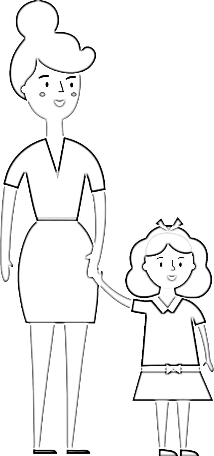 Mother And Daughter Coloring Pages Colorless Drawings
