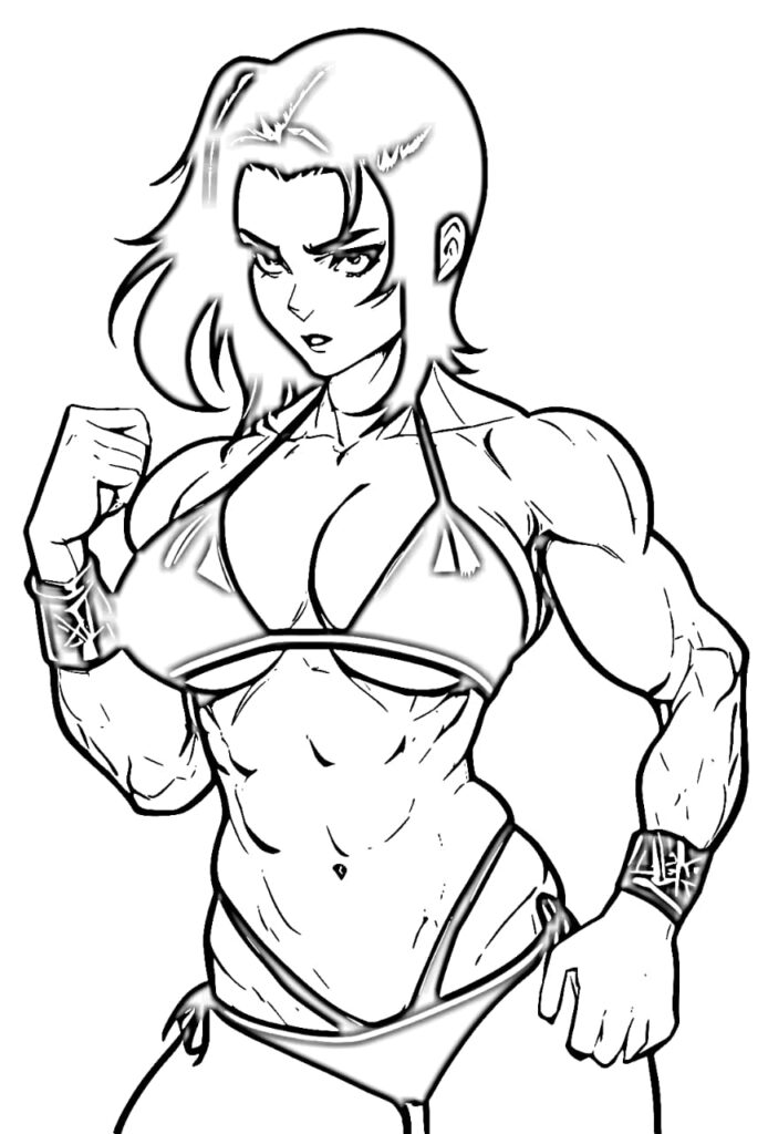 muscular woman coloring page