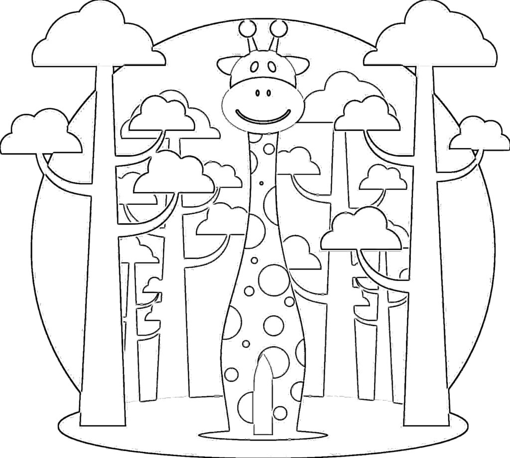 Cartoon giraffe coloring page