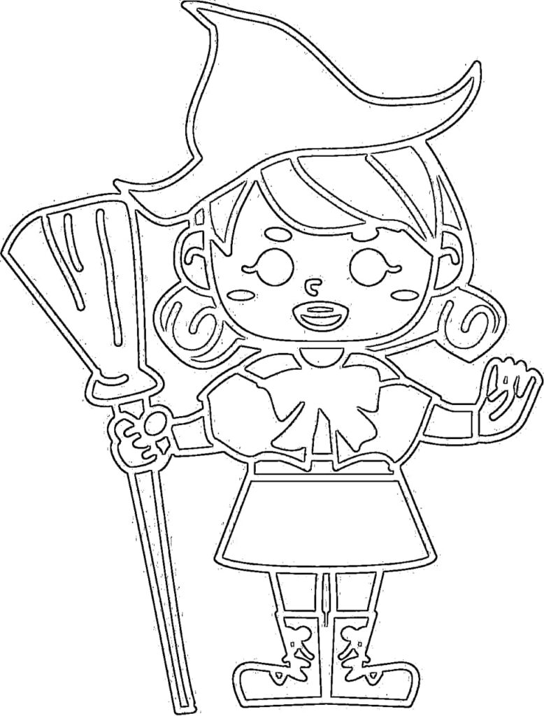 Cute witch coloring page