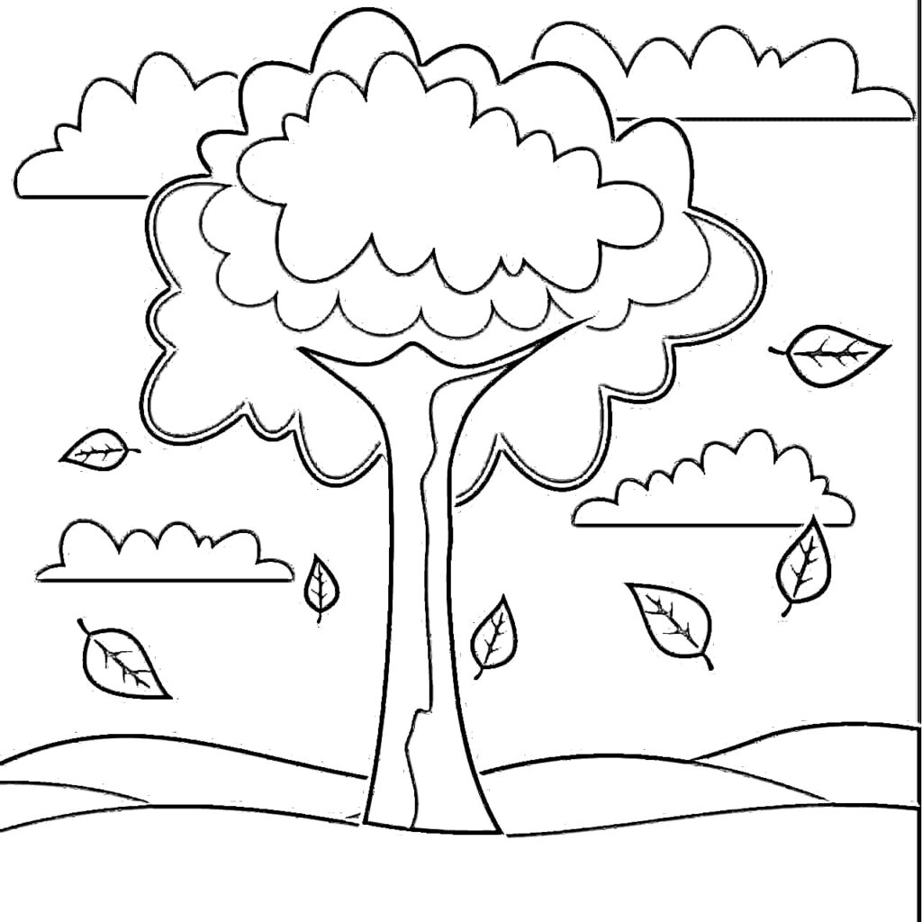 Easy tree coloring page
