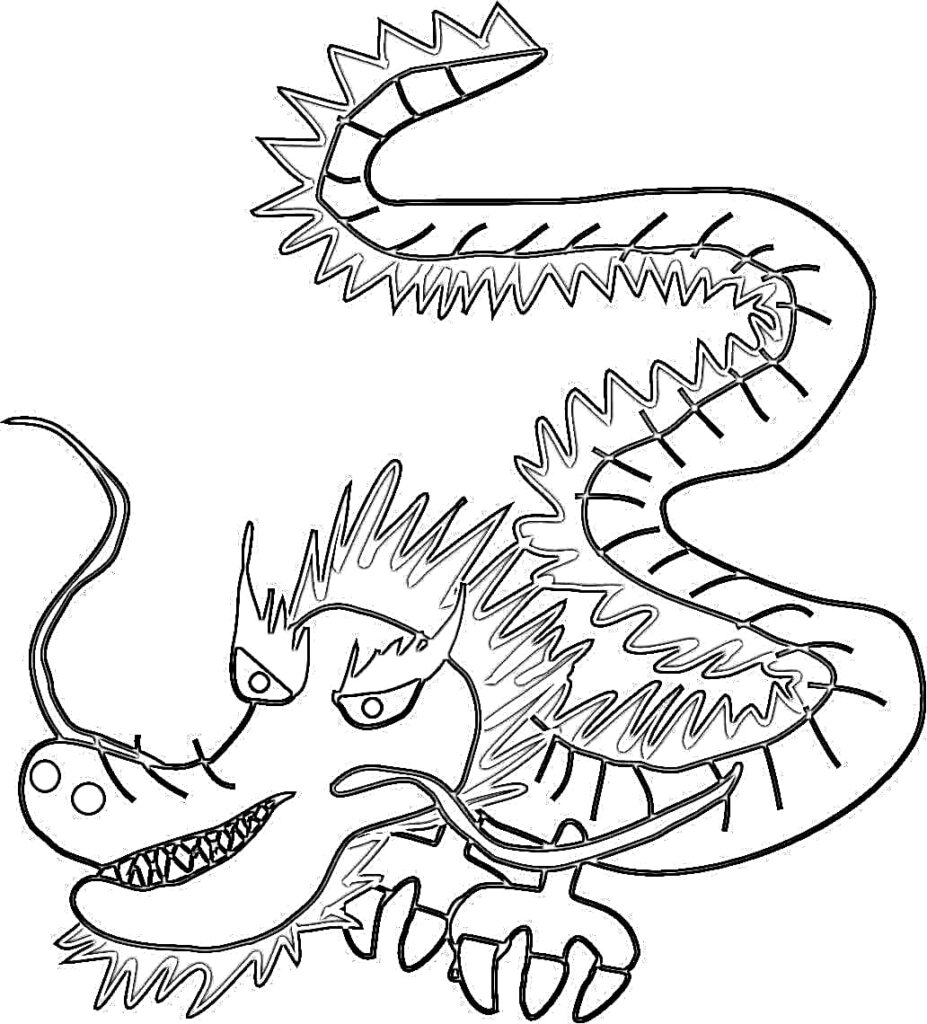 Free printable chinese dragon coloring page