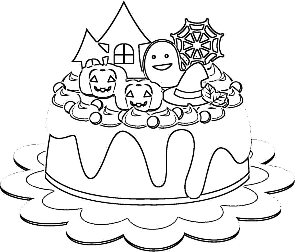 Halloween cake coloring pages