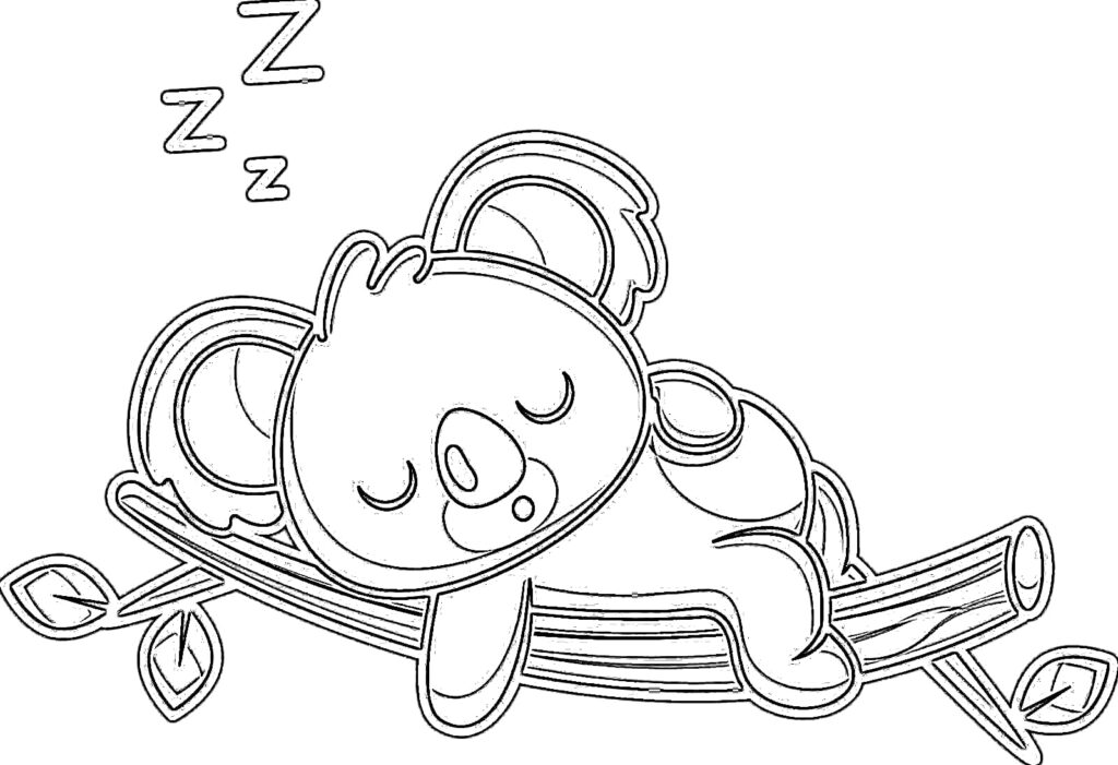 Kawaii koala coloring page