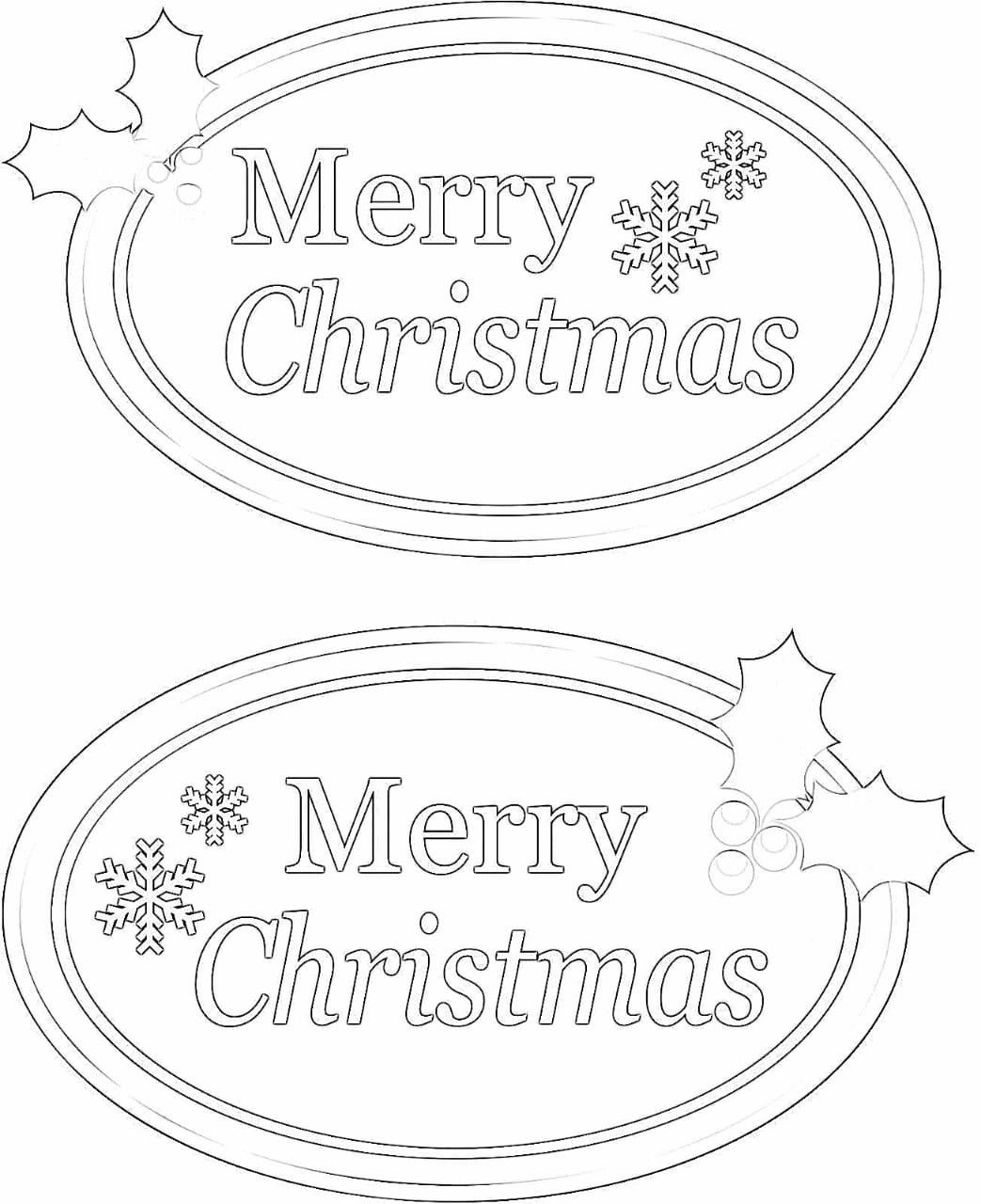 Merry christmas banner coloring page - Colorless Drawings