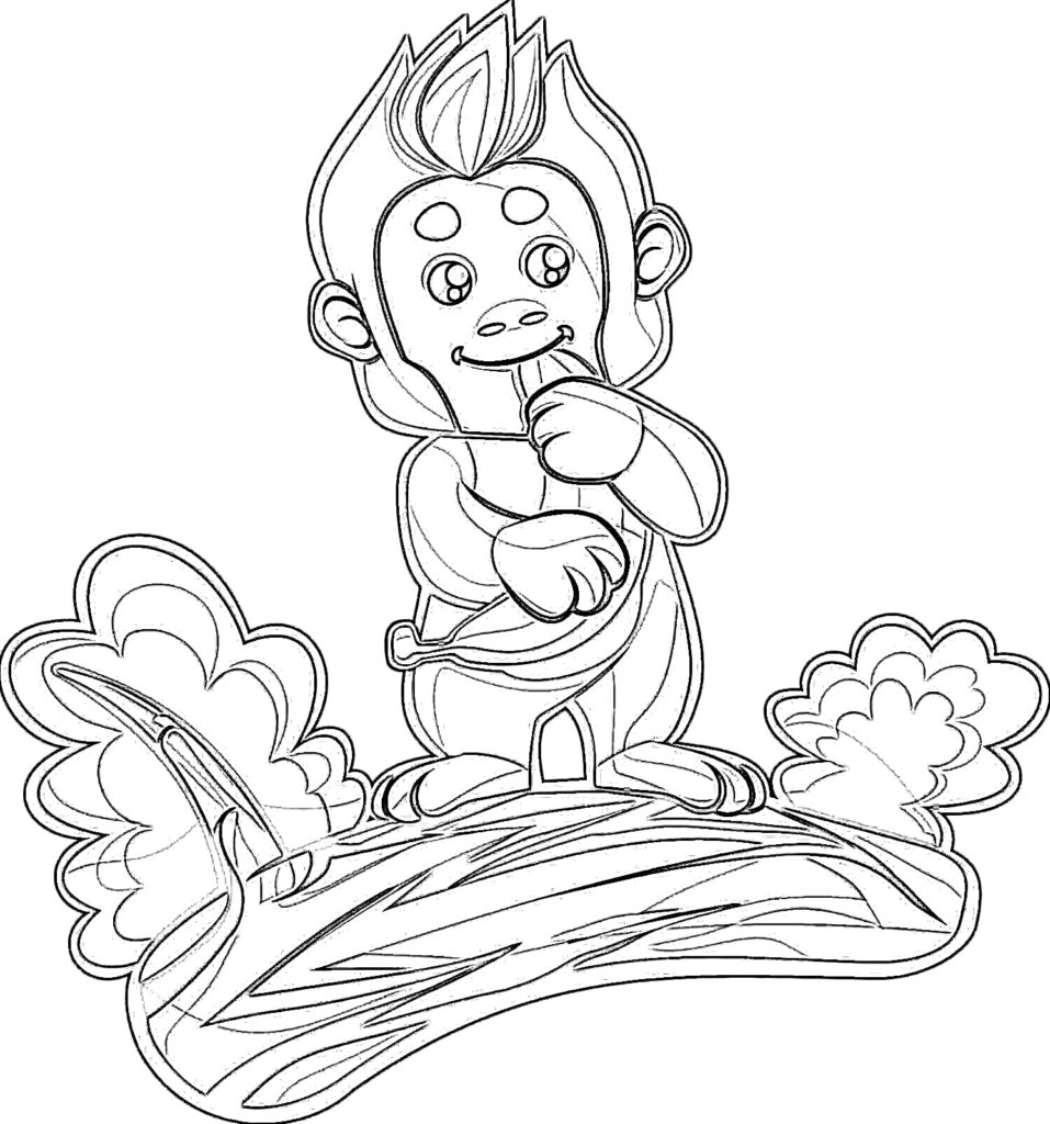 Monkey and banana coloring page