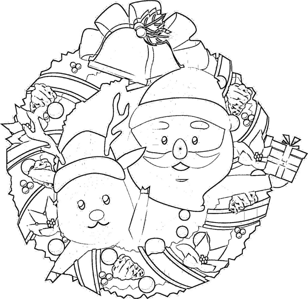 Printable coloring christmas wreaths