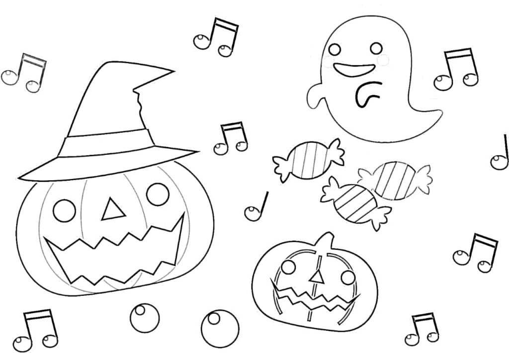 Pumpkin and ghost coloring pages