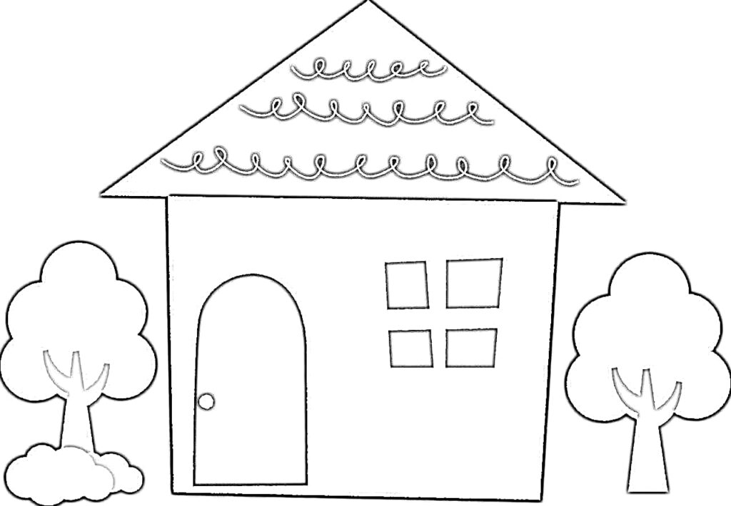 Simple easy house coloring pages