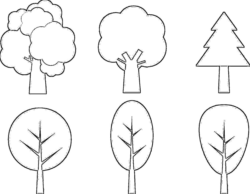 Six trees coloring pages