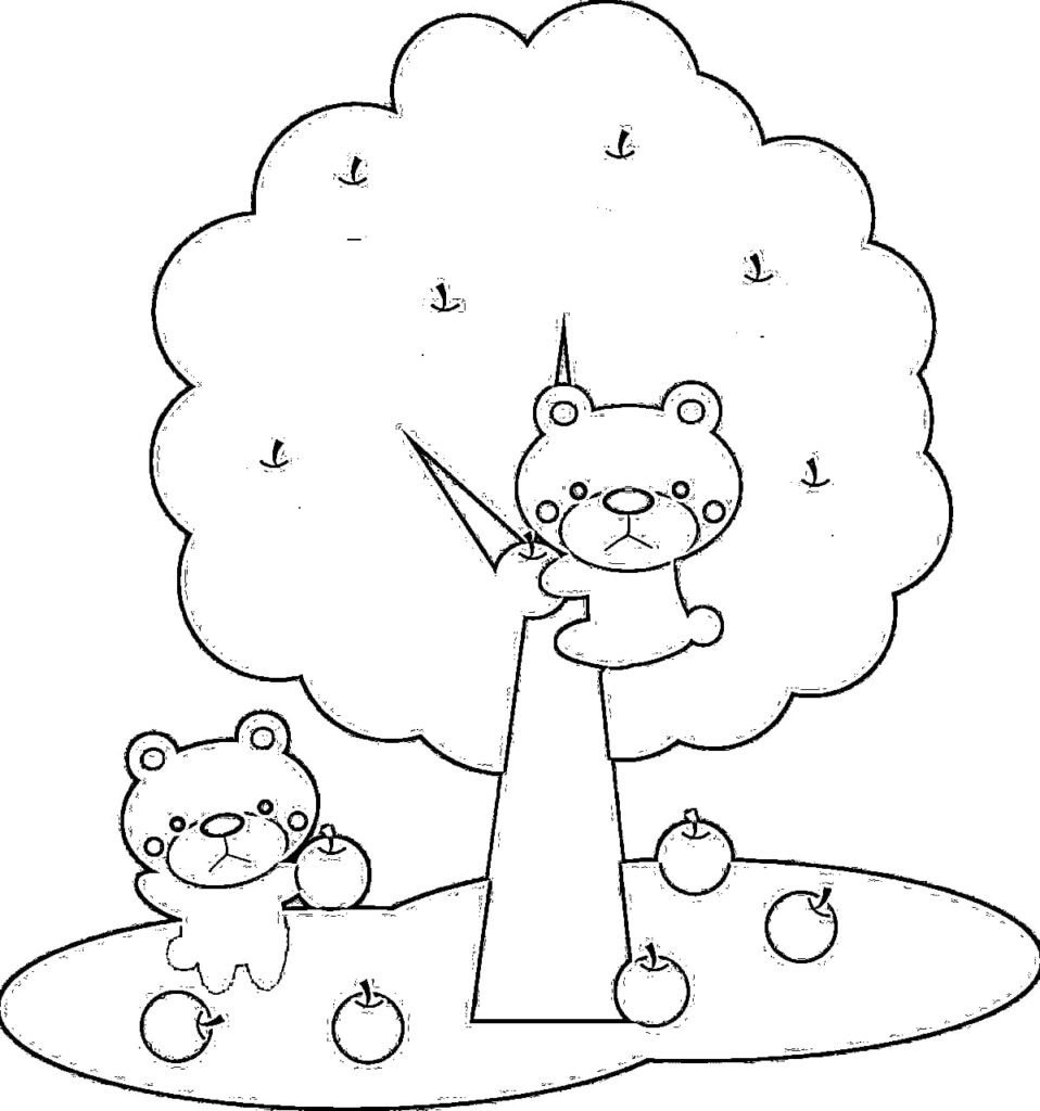 Two cute bears coloring page