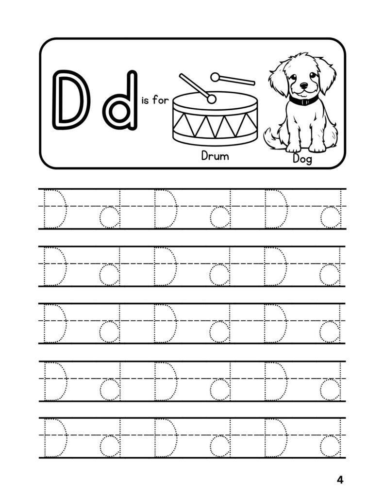 Alphabet (D) Tracing Adventures Coloring Fun for Ages 4-6