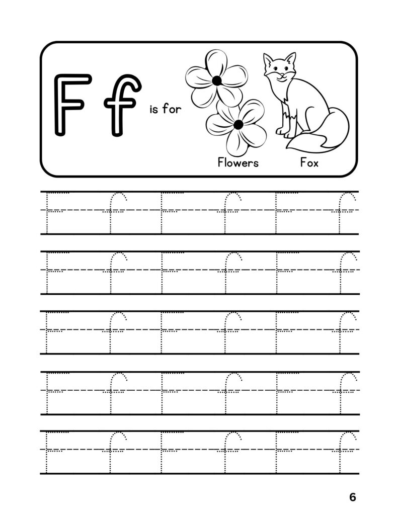 Alphabet (F) Tracing Adventures Coloring Fun for Ages 4-6