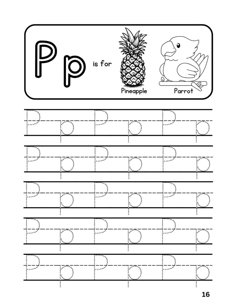 Alphabet (P) Tracing Adventures Coloring Fun for Ages 4-6