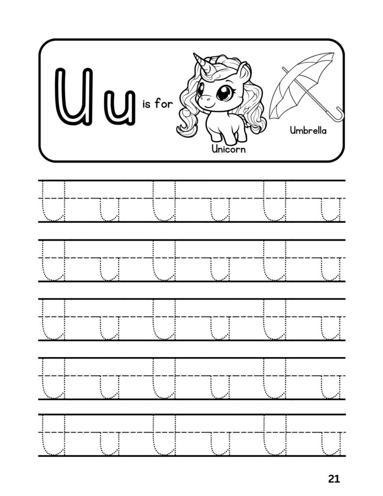 Alphabet (U) Tracing Adventures Coloring Fun for Ages 4-6