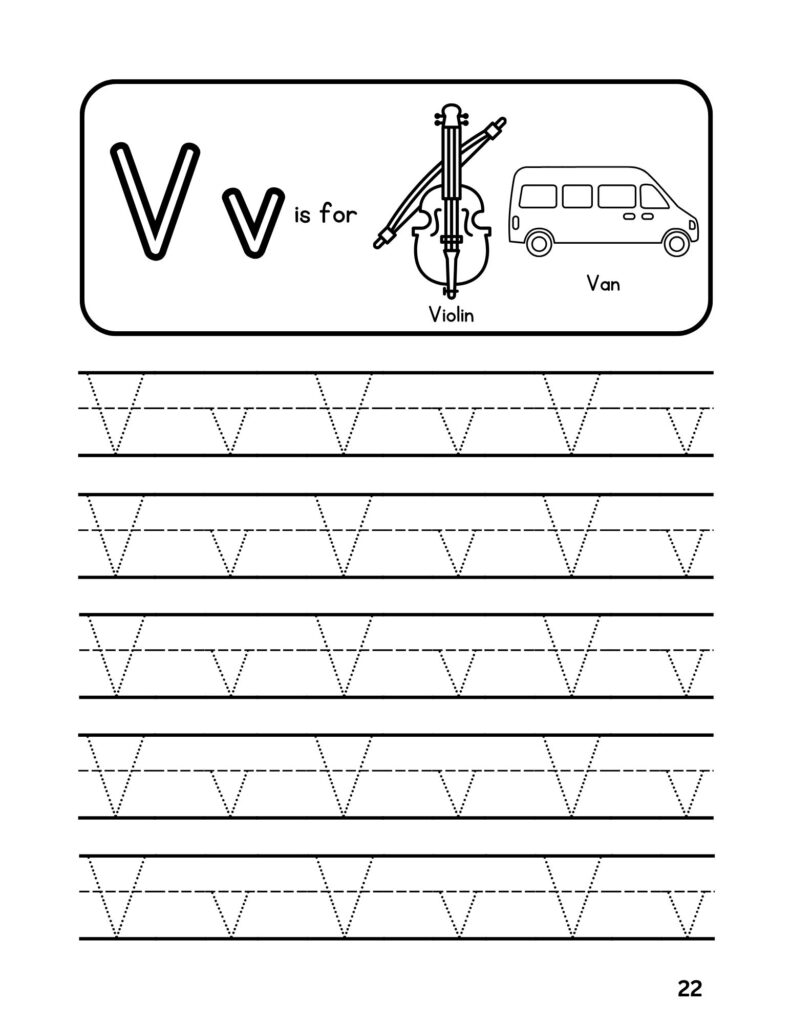Alphabet (V) Tracing Adventures Coloring Fun for Ages 4-6
