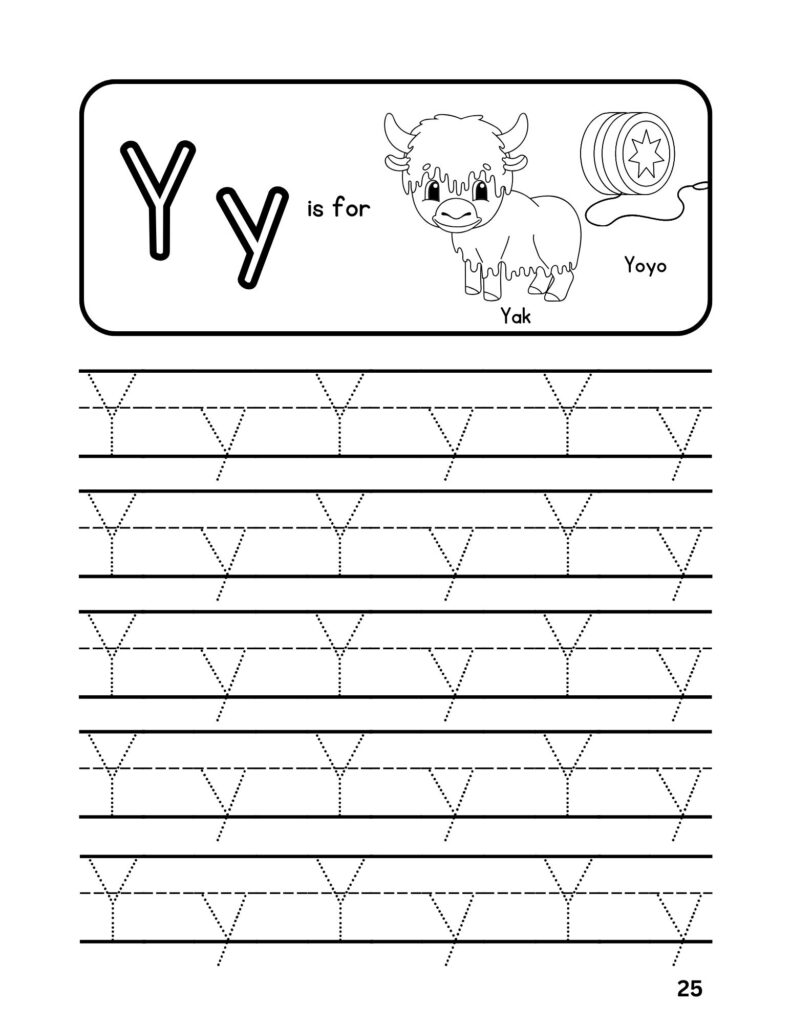 Alphabet (Y) Tracing Adventures Coloring Fun for Ages 4-6