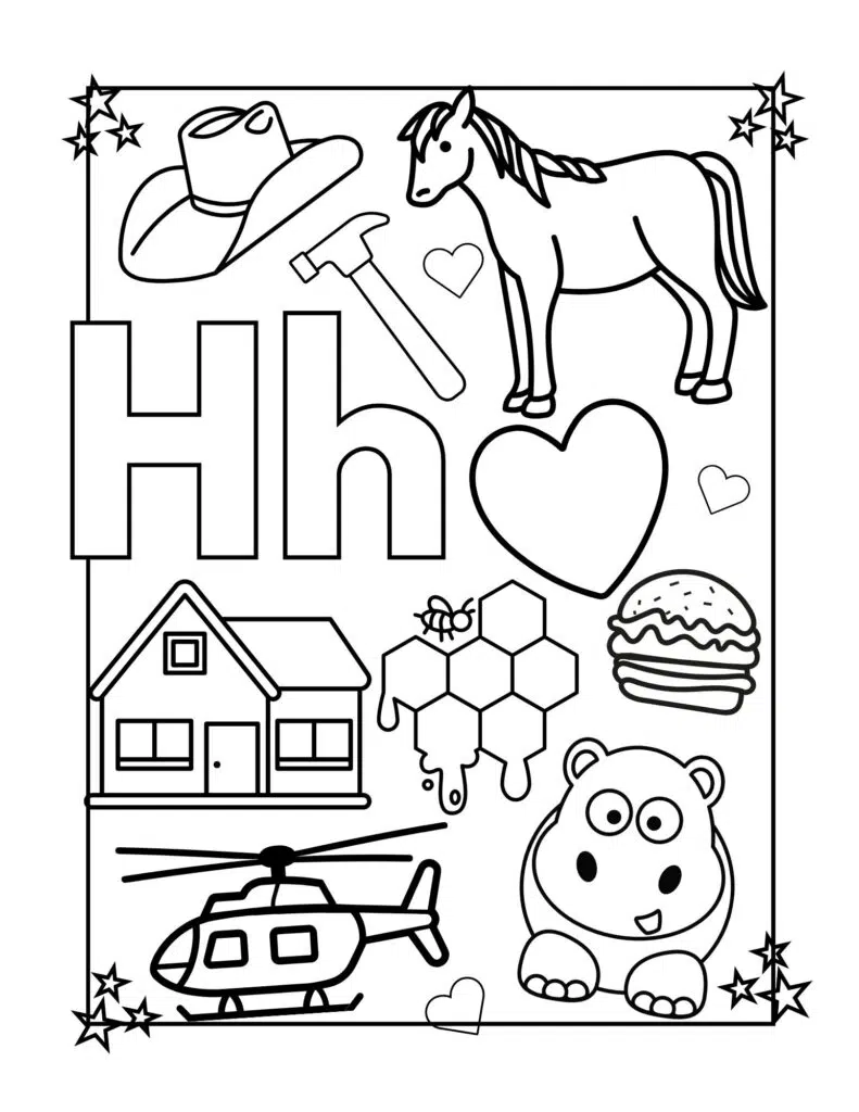 Drawings for Kids with the letter H