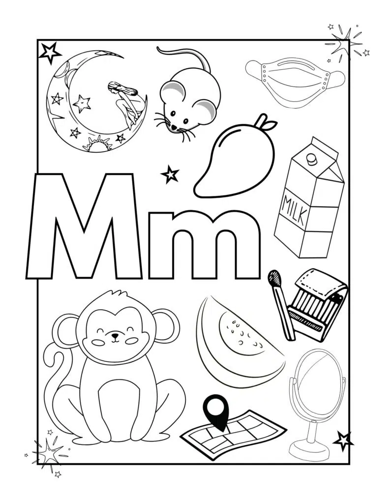 Drawings for Kids with the letter M