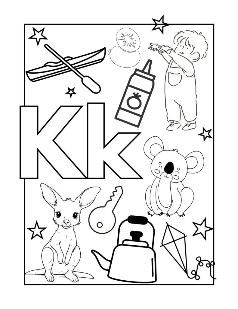 Drawings for kids with the letter K