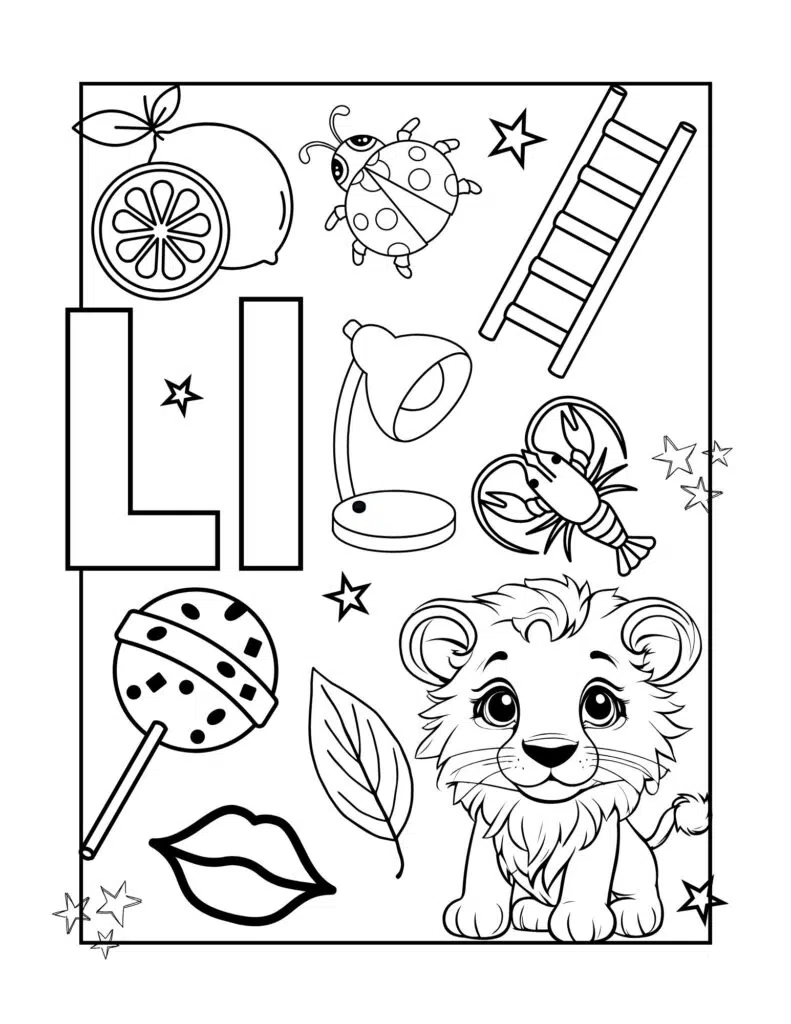 Drawings for kids with the letter L