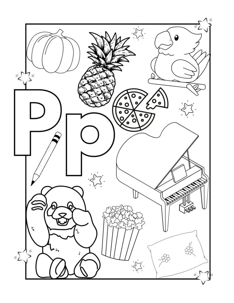 Drawings for kids with the letter P