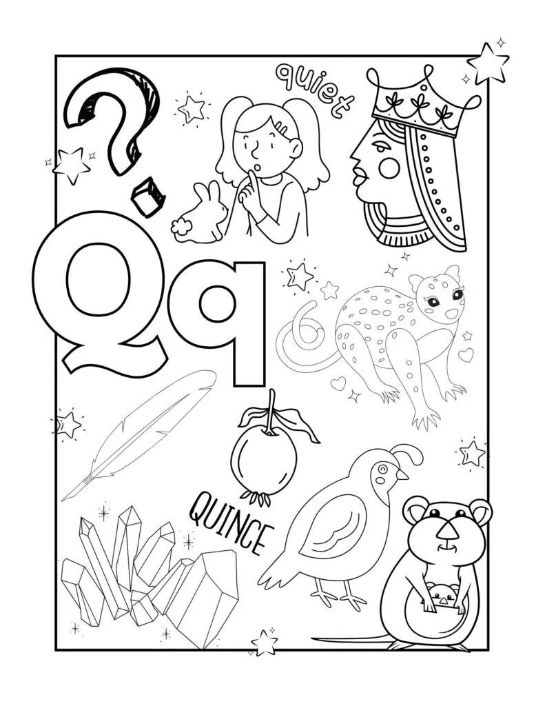 Drawings for kids with the letter Q