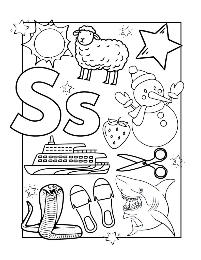 Drawings for kids with the letter S