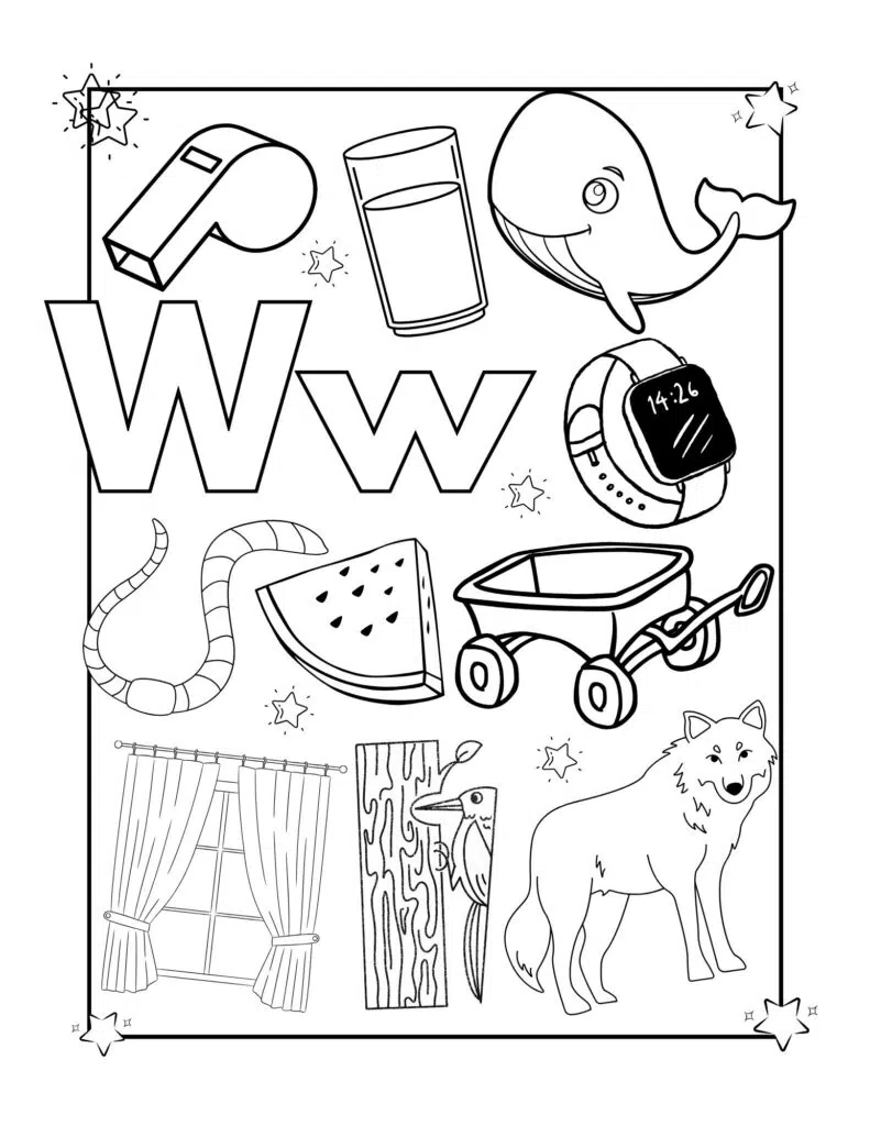 Drawings for kids with the letter W