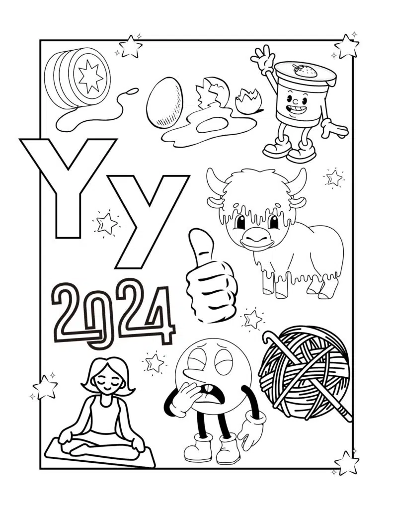 Drawings for kids with the letter Y