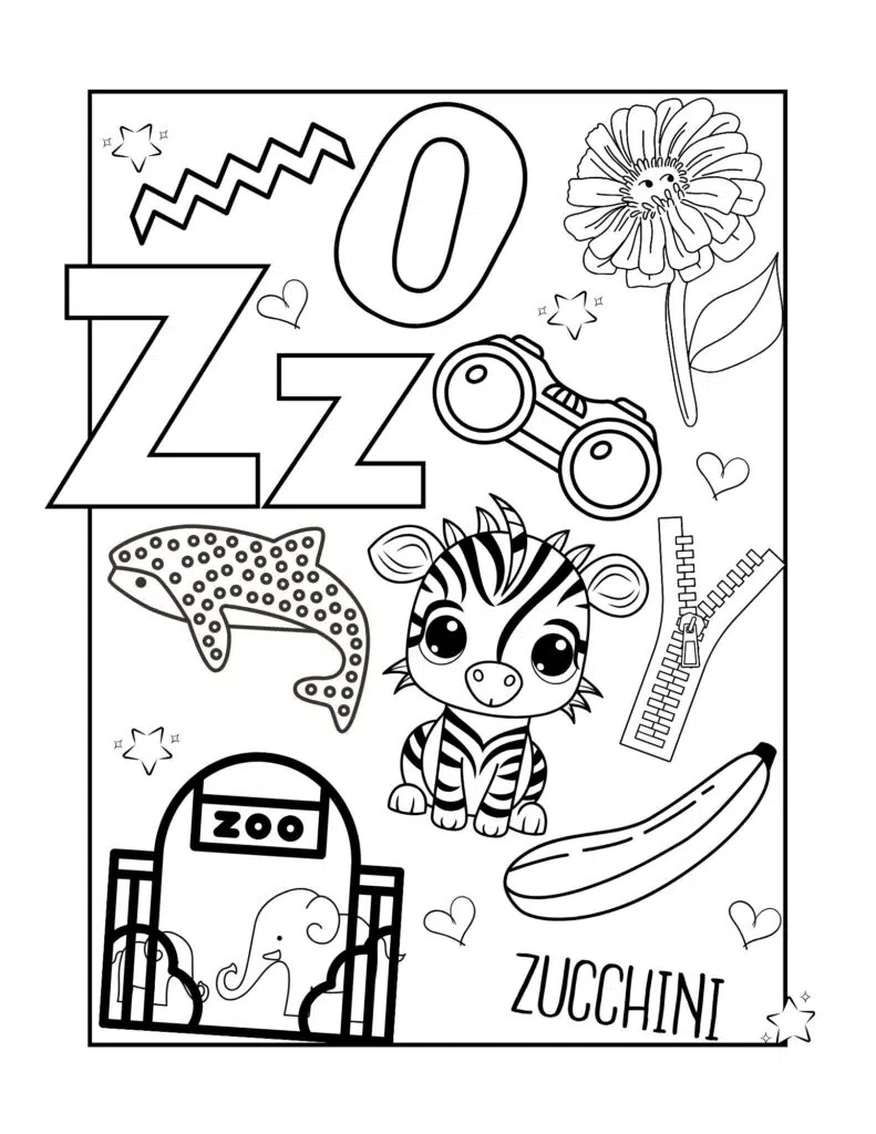 Drawings for kids with the letter Z