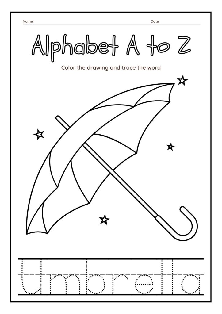 Alphabet Orchard Tracing Words with Umbrella Delight