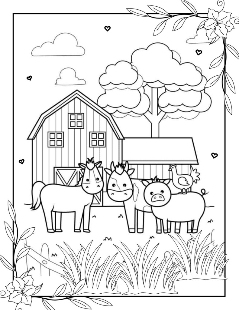 Animal Harmony on the Farm-Coloring Adventures