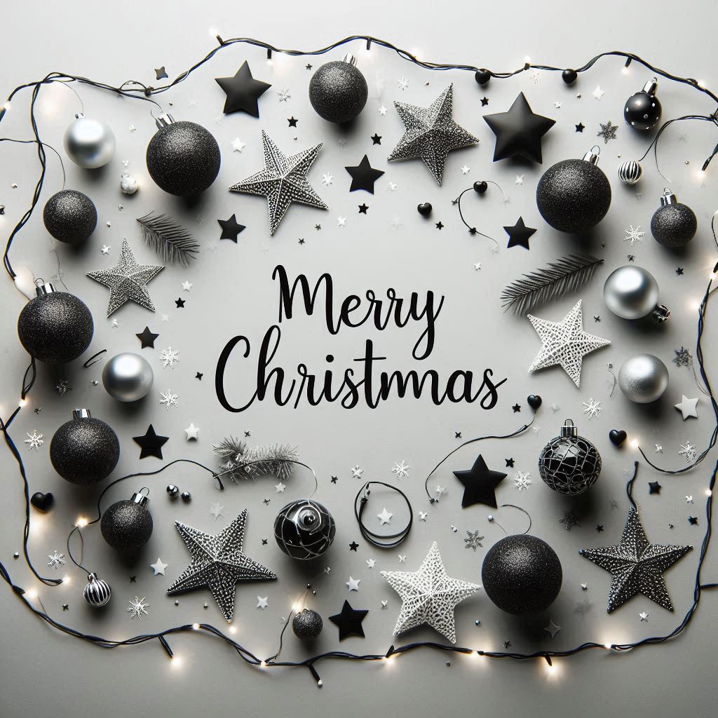 black and white Christmas ornaments